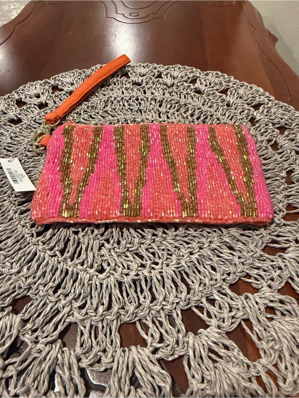 Beaded zippered pouch
